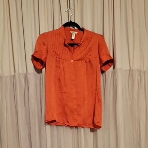 Banana Republic Mandarin Collar Blouse in Orange
